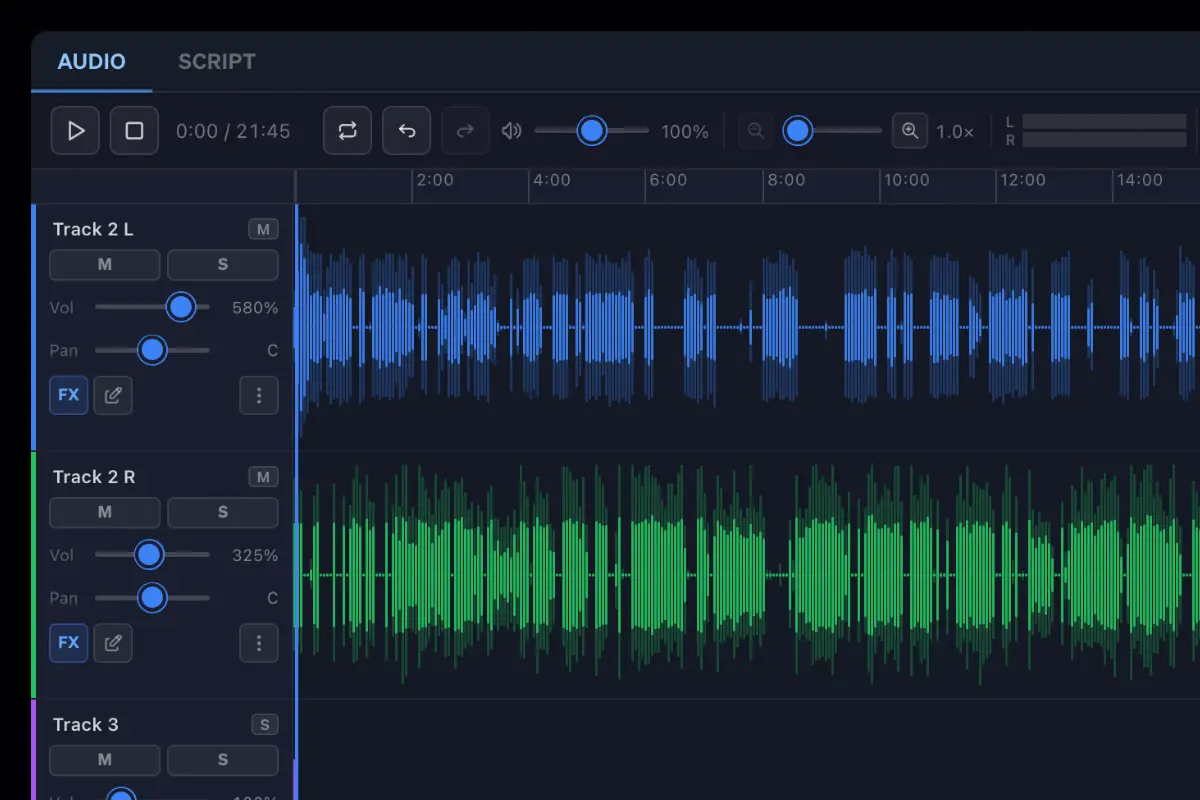 Edit and polish audio without leaving your dashboard