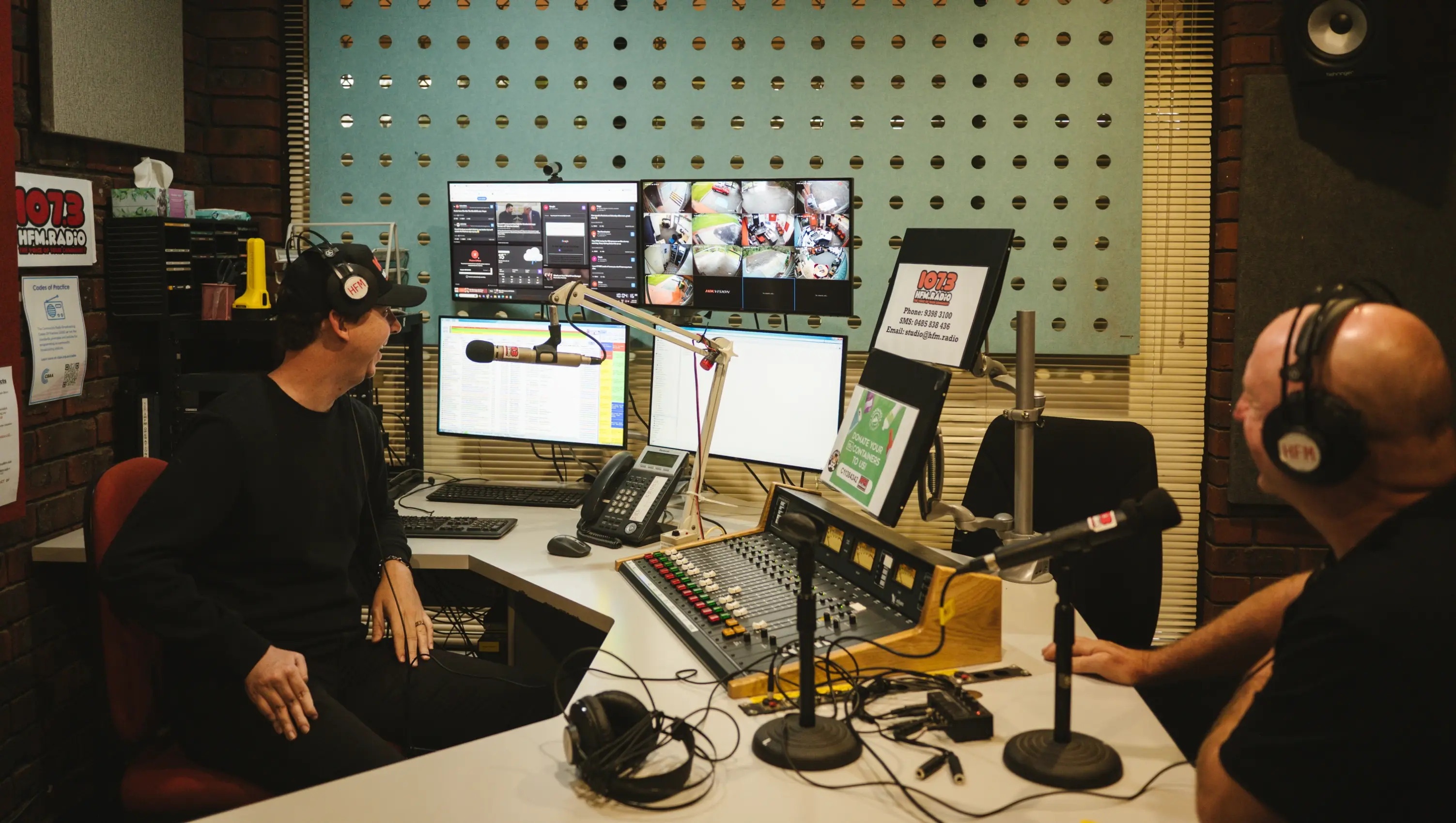 107.3 HFM's radio studio using Studiio's studio panel interface