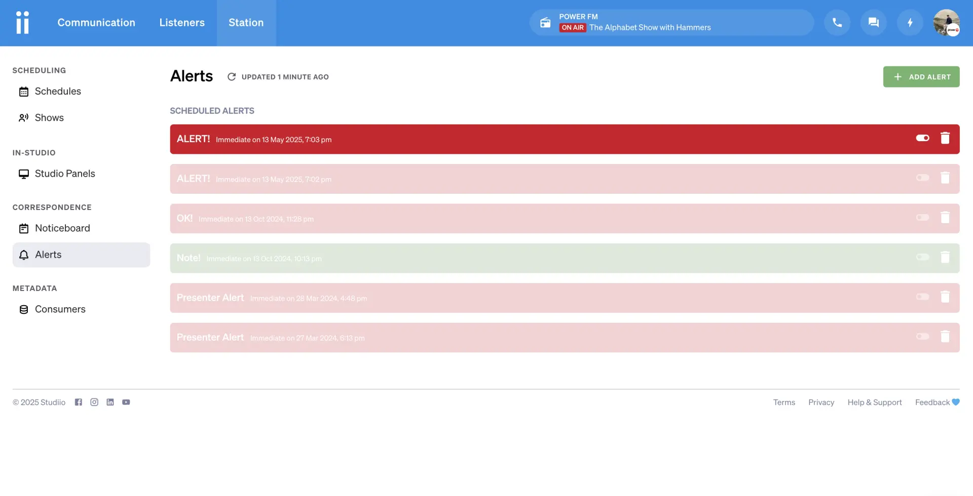 Manage alerts