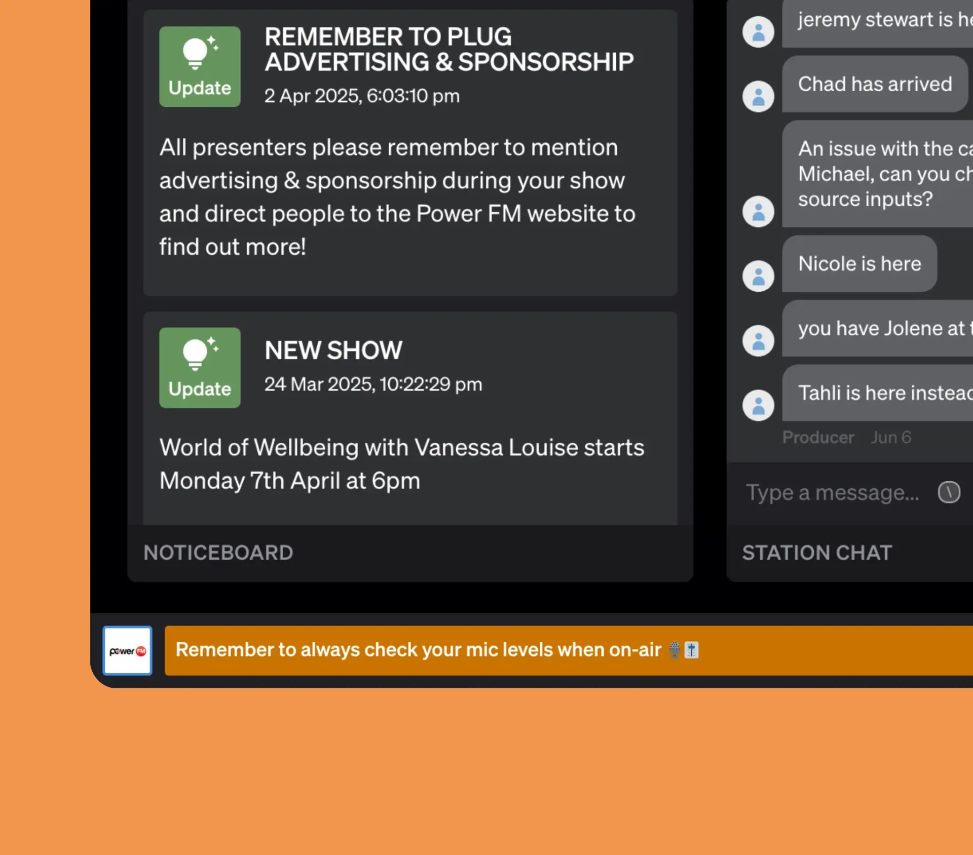Studio Panel displaying on a computer's monitor