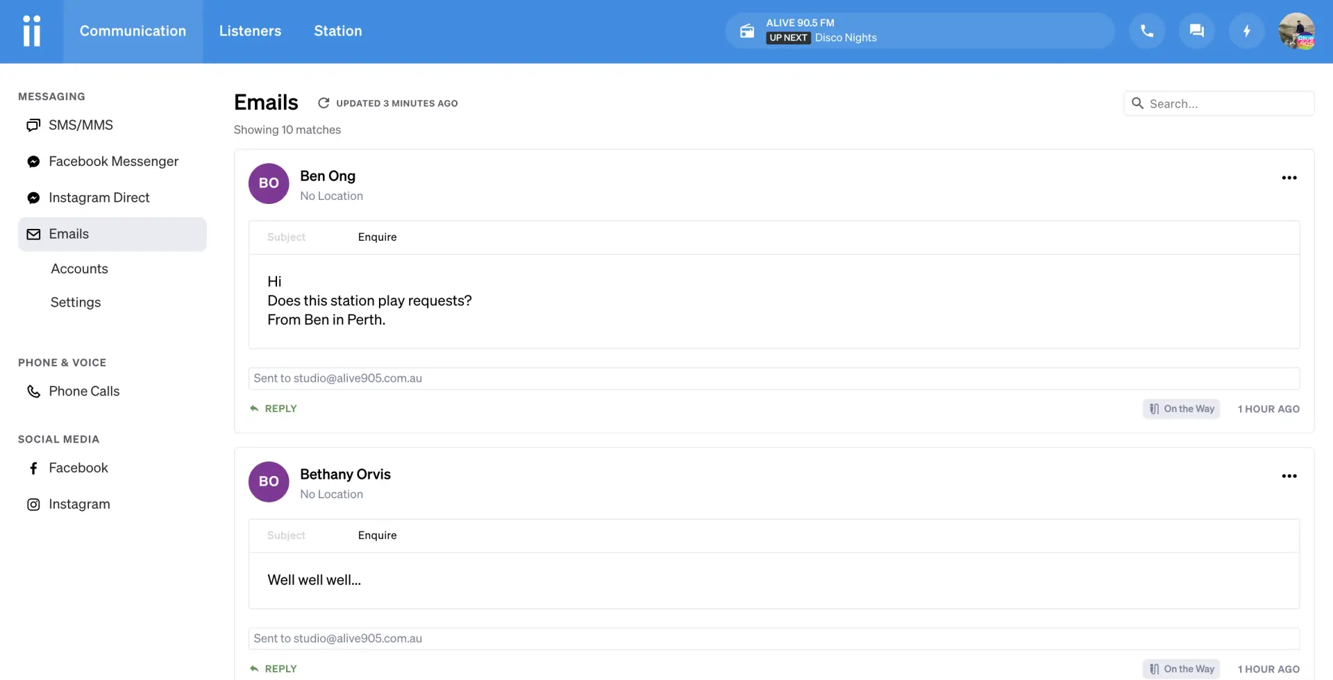 Manage emails