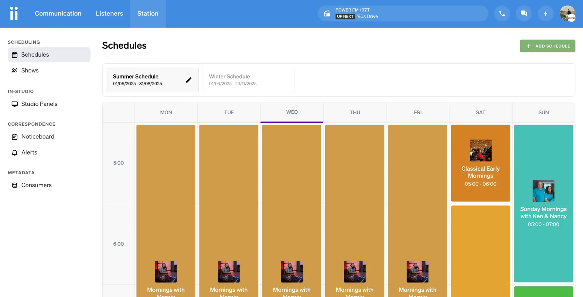Manage schedules