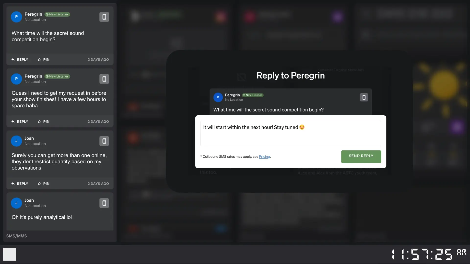 Live SMS/MMS feed